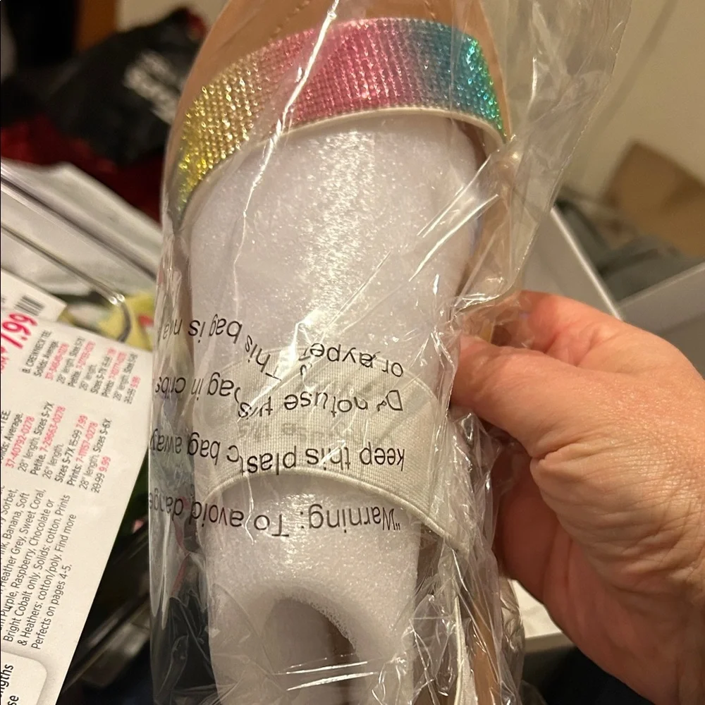 Soda White Foam Bottle Cooler with Sparkling Rainbow Strap